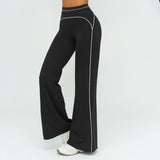 Contrast-Stitch Straight Leg Pants