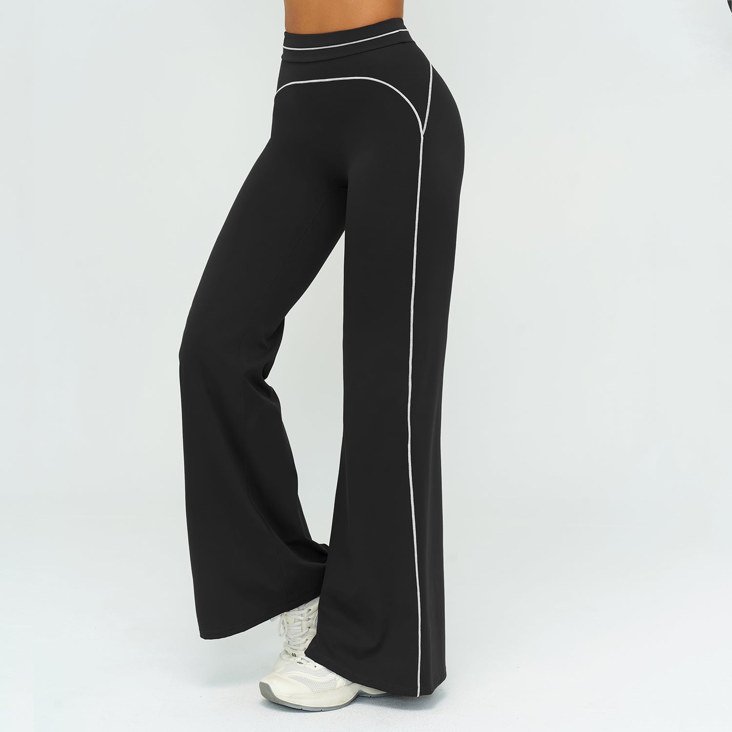 Contrast-Stitch Straight Leg Pants