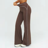 Contrast-Stitch Straight Leg Pants