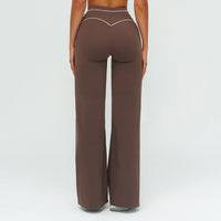 Contrast-Stitch Straight Leg Pants