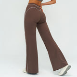 Contrast-Stitch Straight Leg Pants