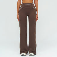 Contrast-Stitch Straight Leg Pants