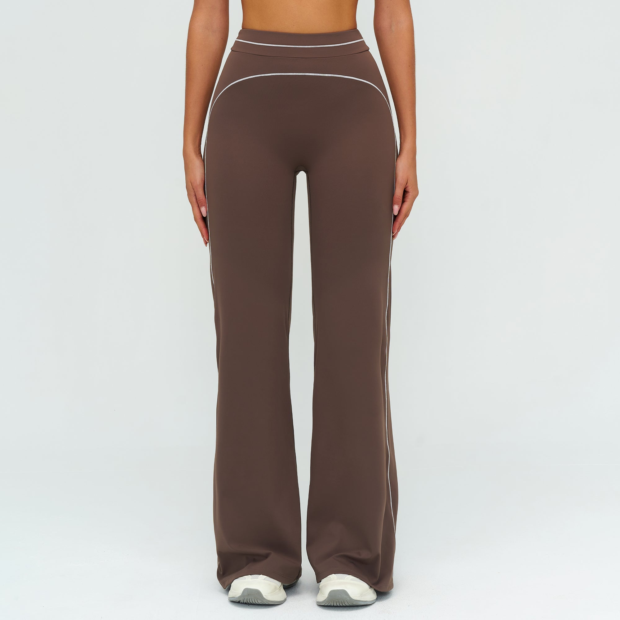 Contrast-Stitch Straight Leg Pants