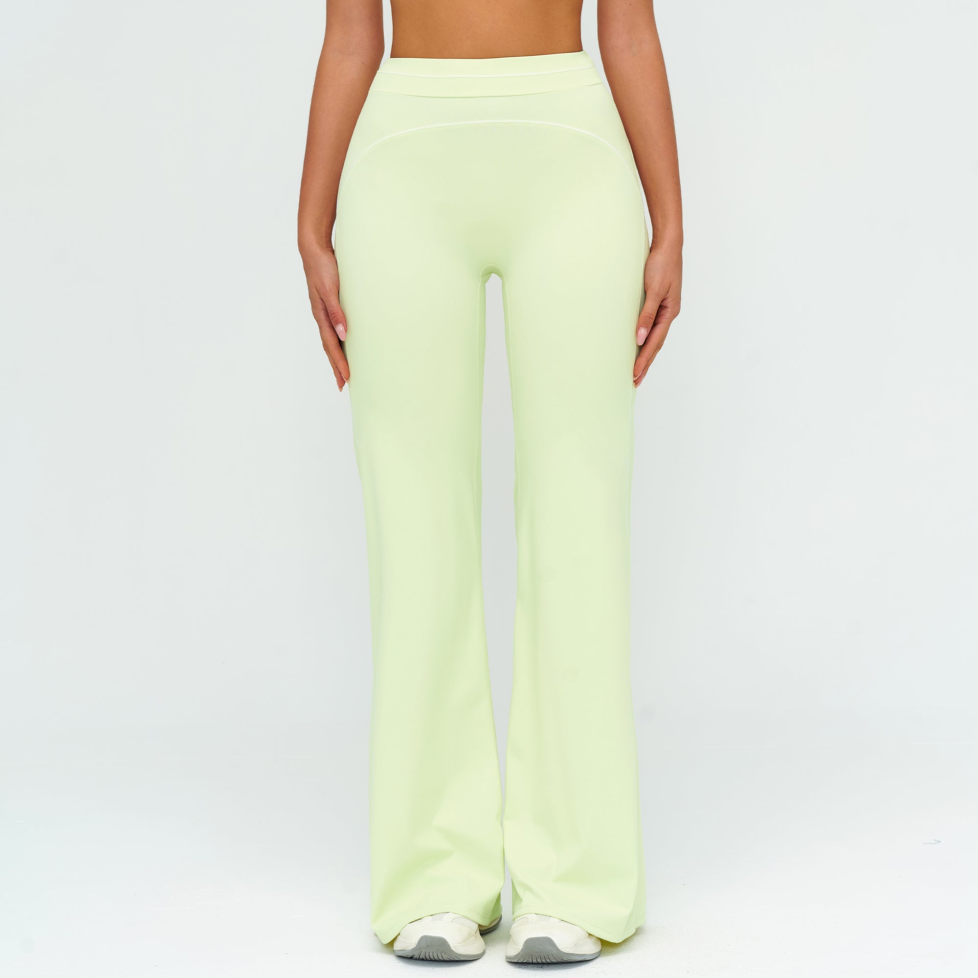 Contrast-Stitch Straight Leg Pants