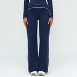 Contrast-Stitch Straight Leg Pants