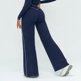 Contrast-Stitch Straight Leg Pants