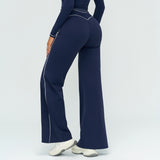 Contrast-Stitch Straight Leg Pants