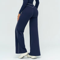 Contrast-Stitch Straight Leg Pants