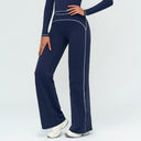 Contrast-Stitch Straight Leg Pants