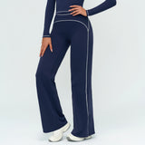 Contrast-Stitch Straight Leg Pants