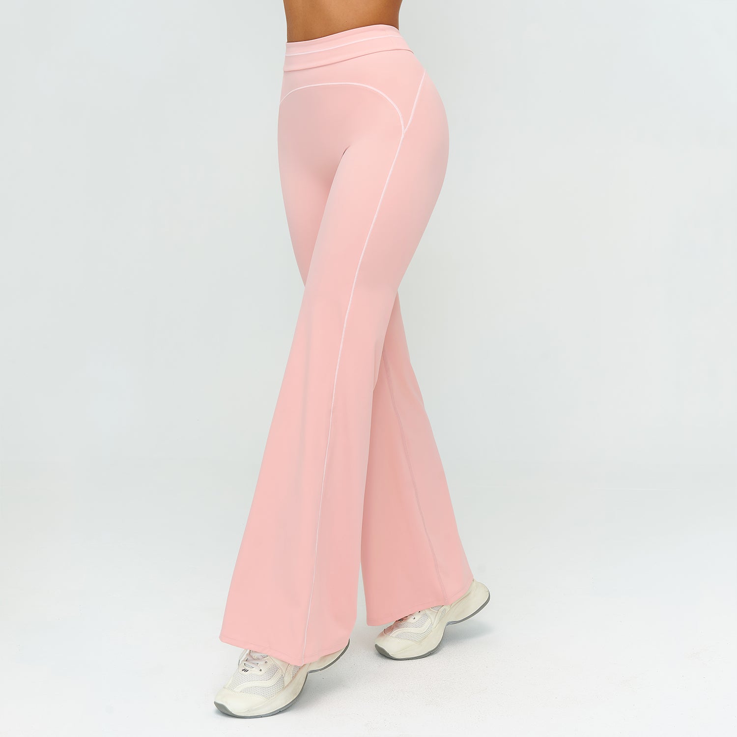Contrast-Stitch Straight Leg Pants