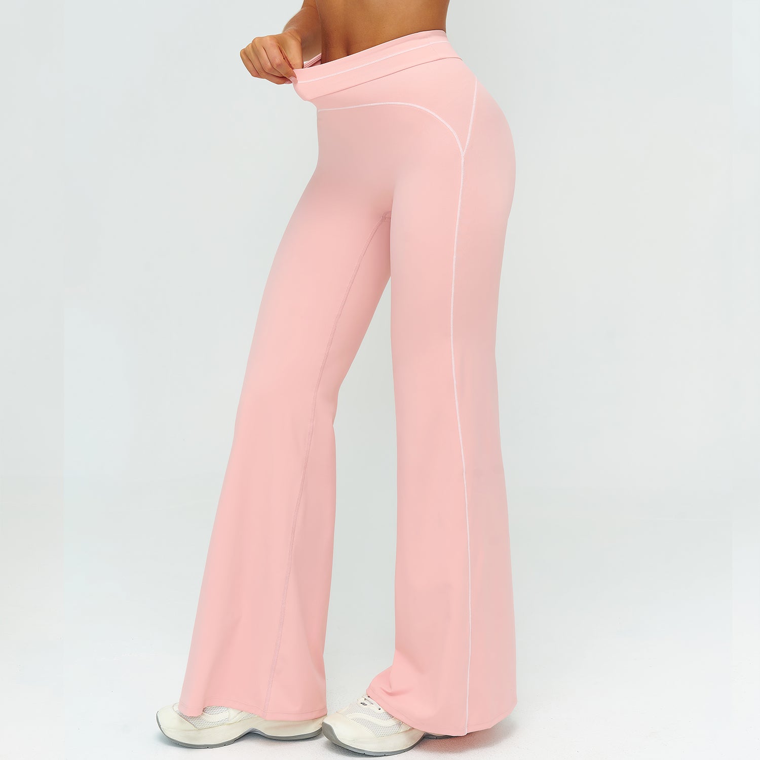 Contrast-Stitch Straight Leg Pants