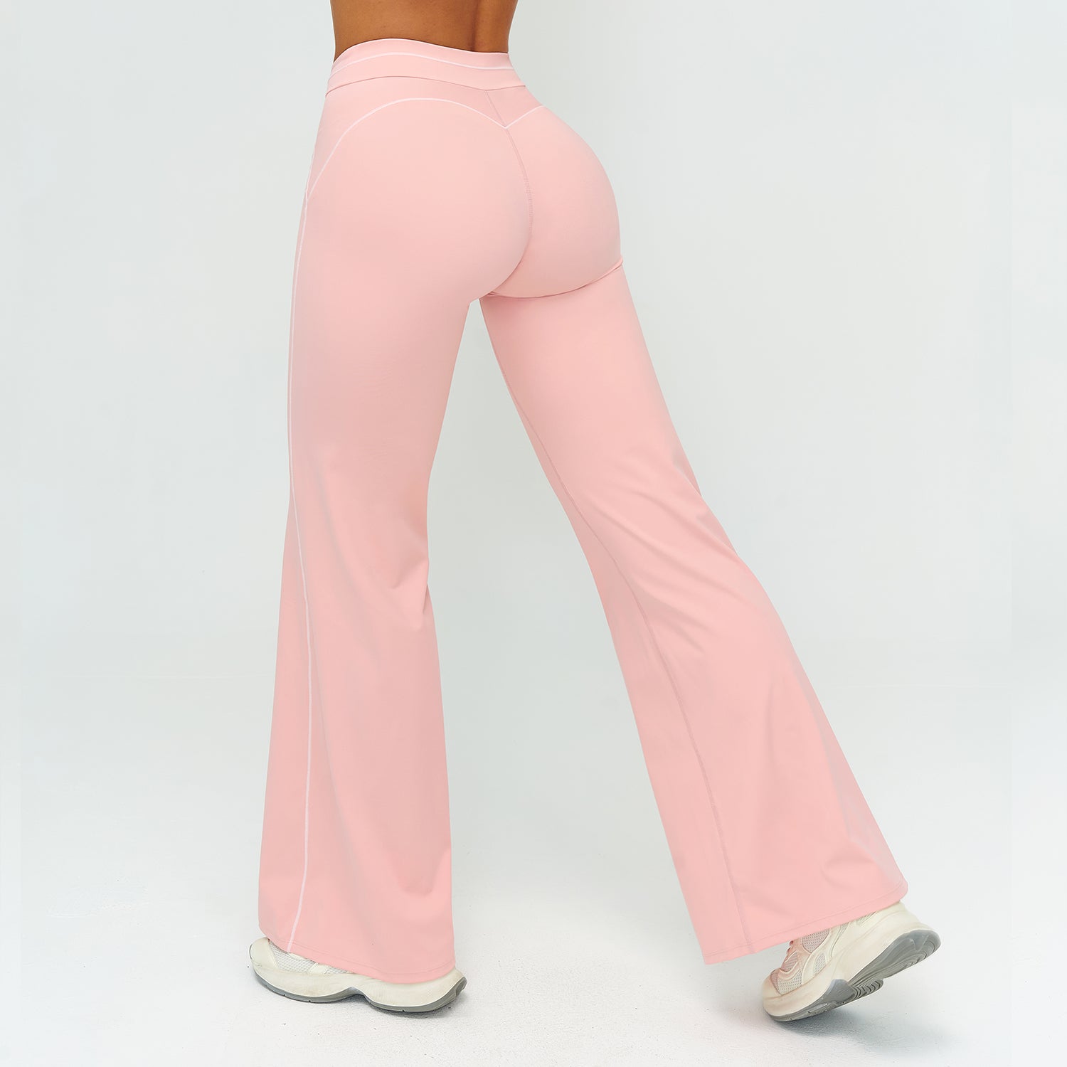 Contrast-Stitch Straight Leg Pants