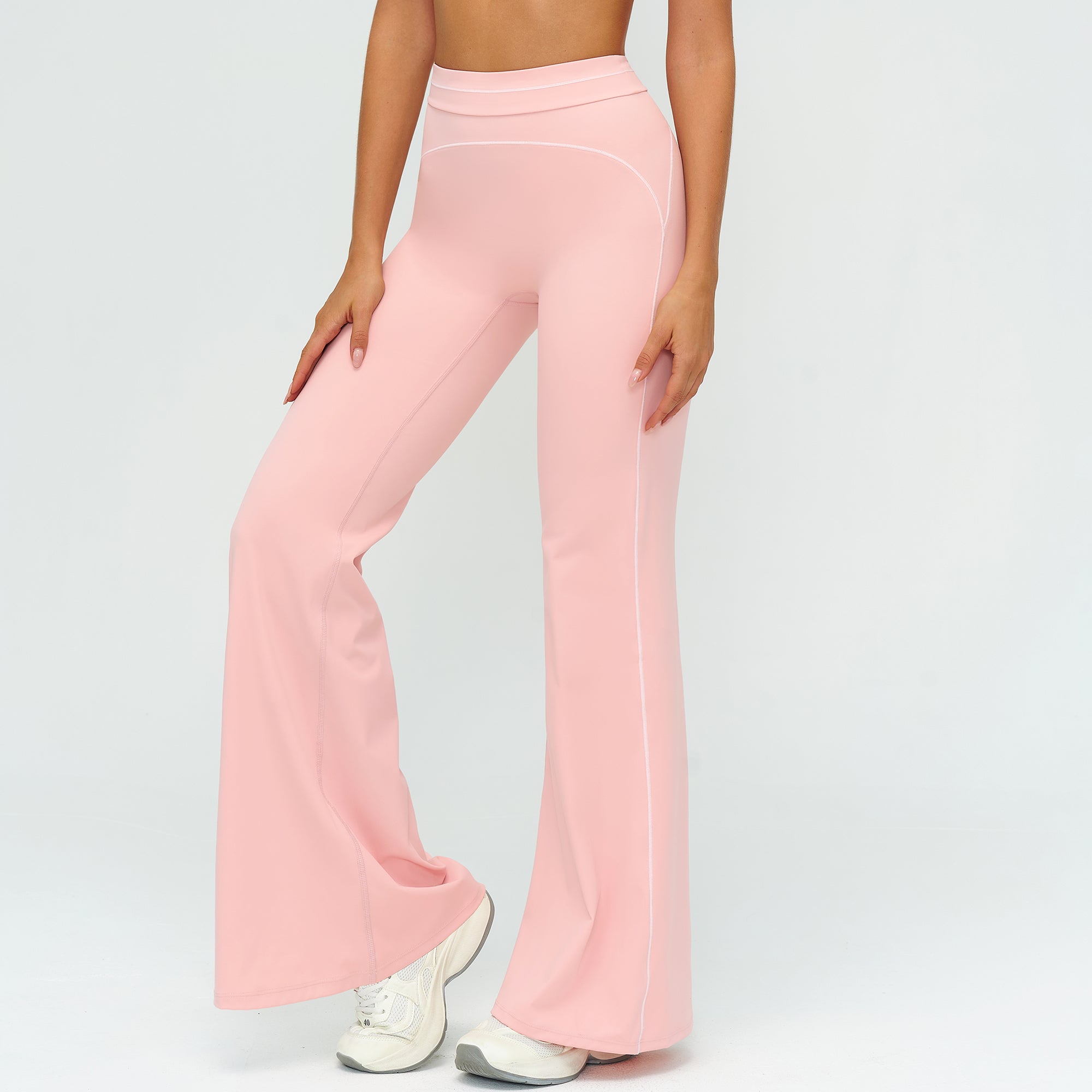 Contrast-Stitch Straight Leg Pants
