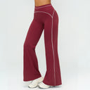 Contrast-Stitch Straight Leg Pants