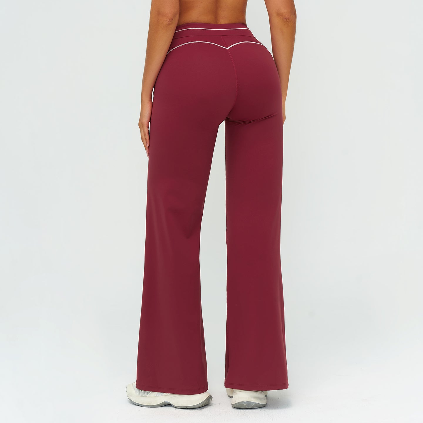 Contrast-Stitch Straight Leg Pants