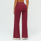 Contrast-Stitch Straight Leg Pants