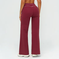 Contrast-Stitch Straight Leg Pants