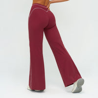 Contrast-Stitch Straight Leg Pants