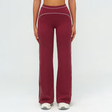 Contrast-Stitch Straight Leg Pants