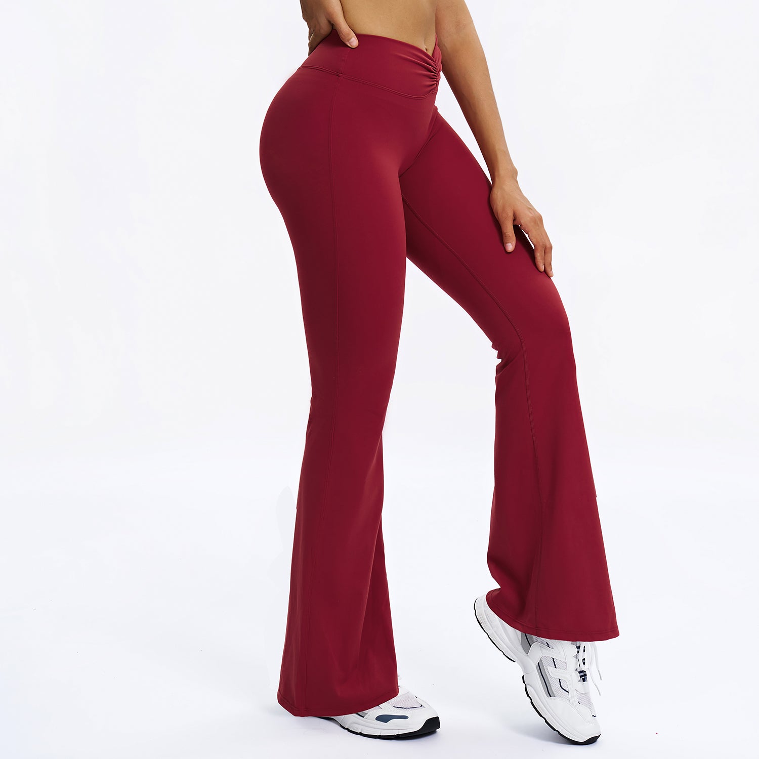 Scrunch-Front Booty-Lifting Flare Leggings