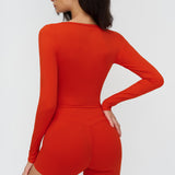 Long-Sleeve V-Neck Cropped Sports Tee