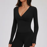 Deep V-Neck Long Sleeve Active Top