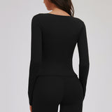 Deep V-Neck Long Sleeve Active Top