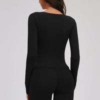 Deep V-Neck Long Sleeve Active Top