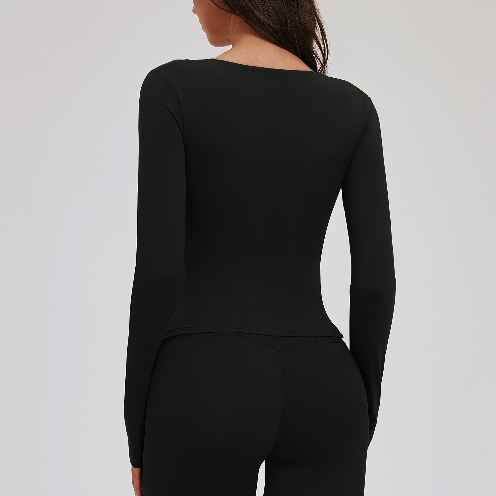 Deep V-Neck Long Sleeve Active Top