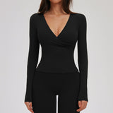 Deep V-Neck Long Sleeve Active Top