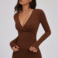 Deep V-Neck Long Sleeve Active Top