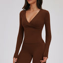 Deep V-Neck Long Sleeve Active Top