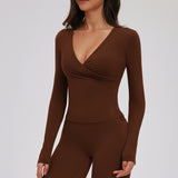 Deep V-Neck Long Sleeve Active Top