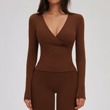 Deep V-Neck Long Sleeve Active Top