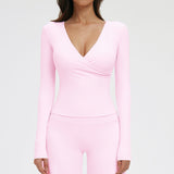 Deep V-Neck Long Sleeve Active Top