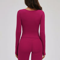 Deep V-Neck Long Sleeve Active Top