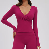 Deep V-Neck Long Sleeve Active Top