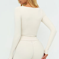 Contrast-Stitch Long-Sleeve Top