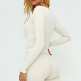 Contrast-Stitch Long-Sleeve Top