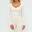 Contrast-Stitch Long-Sleeve Top