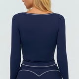 Contrast-Stitch Long-Sleeve Top