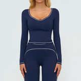 Contrast-Stitch Long-Sleeve Top