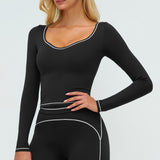 Contrast-Stitch Long-Sleeve Top