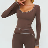 Contrast-Stitch Long-Sleeve Top