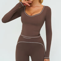 Contrast-Stitch Long-Sleeve Top