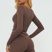 Contrast-Stitch Long-Sleeve Top