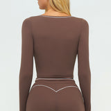 Contrast-Stitch Long-Sleeve Top