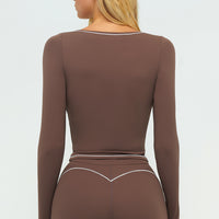 Contrast-Stitch Long-Sleeve Top