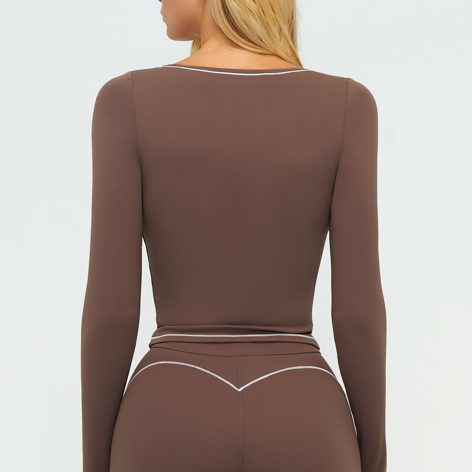 Contrast-Stitch Long-Sleeve Top